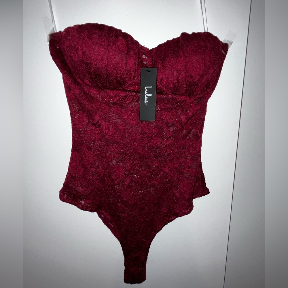 Lulu’s Maroon Lace Bodysuit